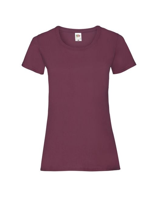 Fruit Of The Loom Purple Ladies/ Lady-Fit Valueweight Short Sleeve T-Shirt (Pack Of 5) Cotton