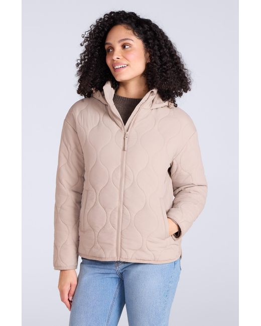 Mountain Warehouse Natural 'Flora' Padded Jacket With Adjustable Hood Water Resistant Quilted Coat