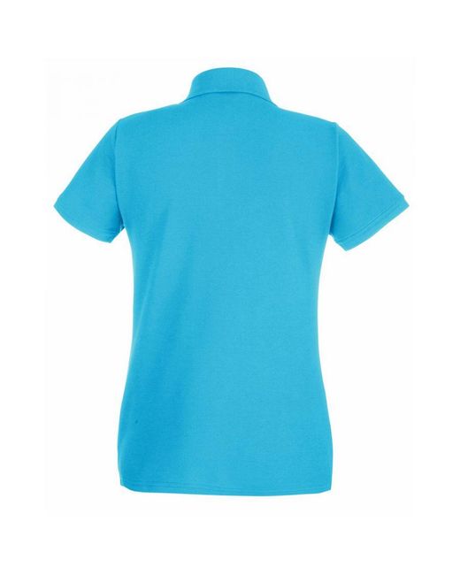 Fruit Of The Loom Blue Ladies Lady-Fit Premium Short Sleeve Polo Shirt (Azure) Cotton