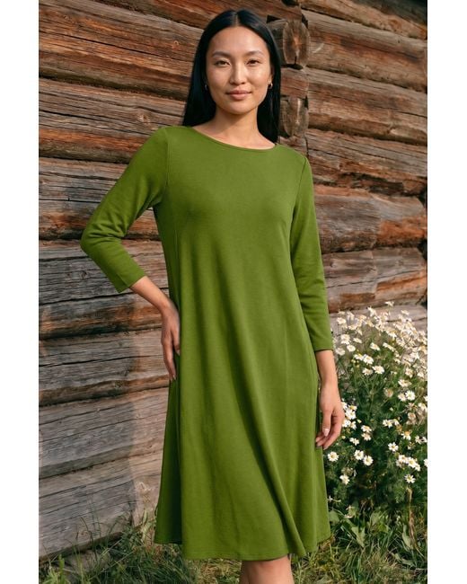 Roman Green A-Line Pocket Detail Swing Dress
