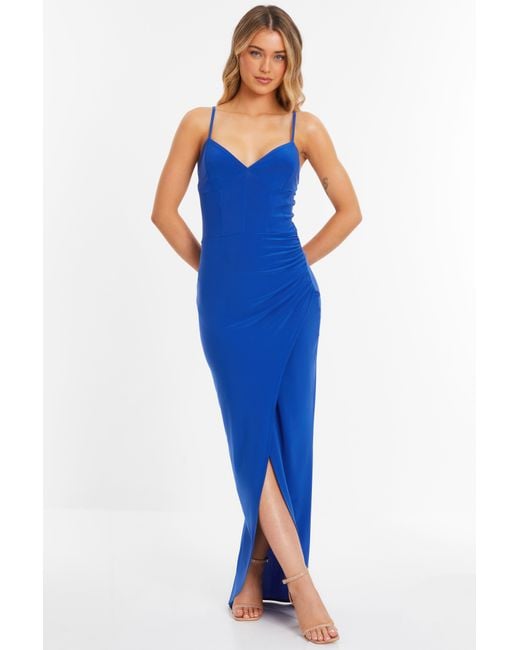 Quiz Blue Royal Wrap Maxi Dress