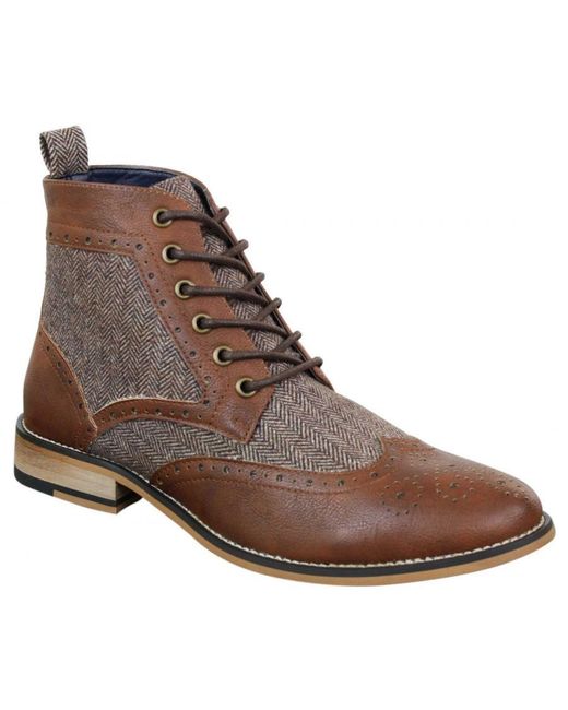 House Of Cavani Brown Classic Tweed Oxford Ankle Boots for men