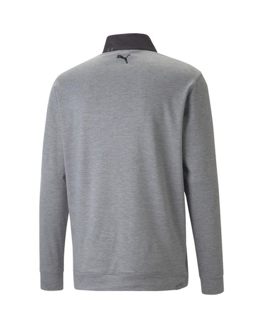 PUMA Gray Cloudspun Colorblock Quarter Zip Jumper for men