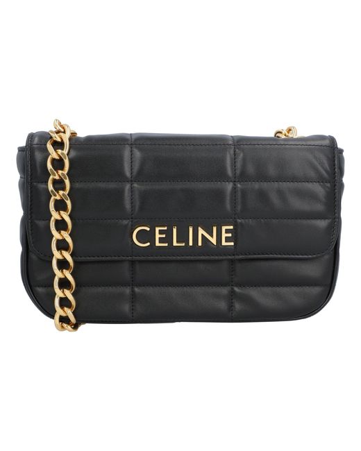 Céline Black Celine Chain Shoulder Bag Matelasse Monochrome