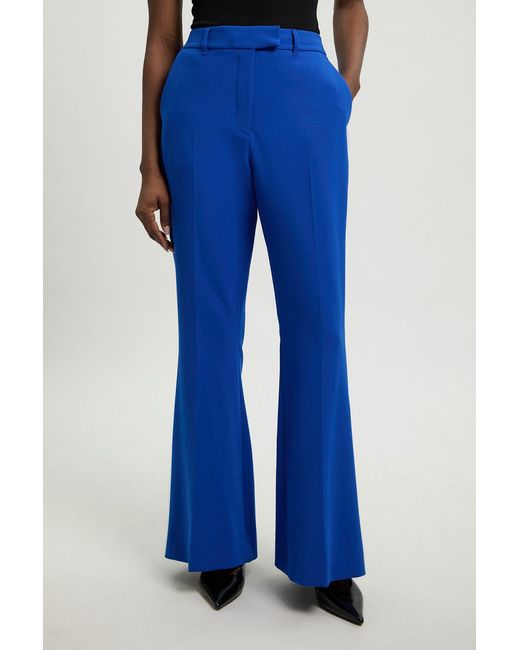 Karen Millen Blue Compact Stretch Tailored Straight Leg Trouser