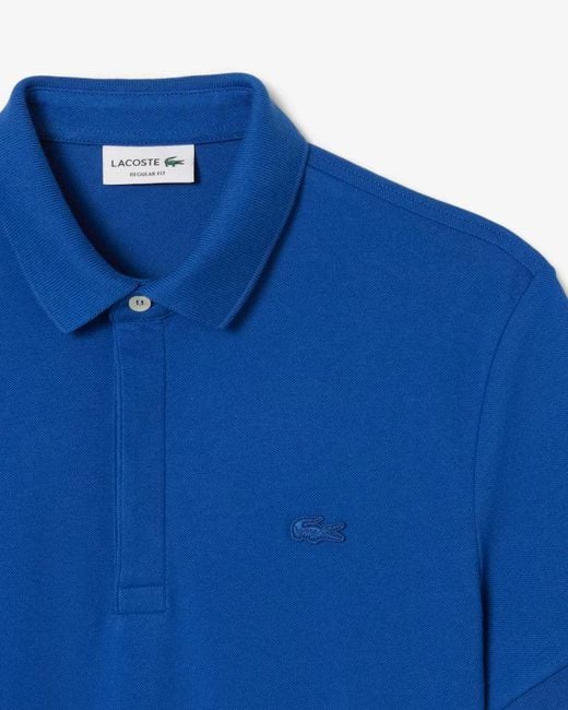 Lacoste Blue Paris Strech Pique Polo Shirt Saphire Cotton for men