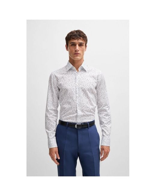 Boss H-hank Kent Slim Fit Overhemd In Lichtblauw in het Gray voor heren