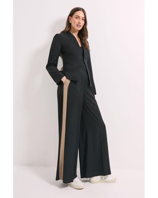 PRINCIPLES Black Wide Leg Side Stripe Trouser