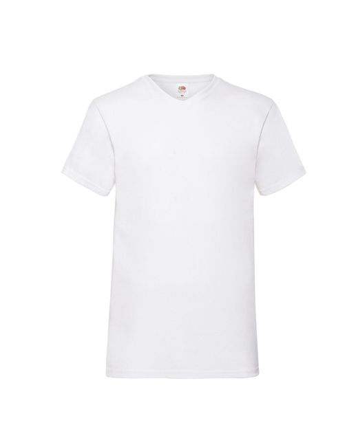 Fruit Of The Loom White Valueweight Plain V Neck T-Shirt Cotton for men