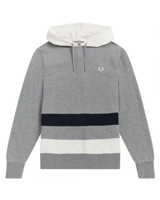 Fred Perry Gray Colourblock Steel Marl Hoodie for men