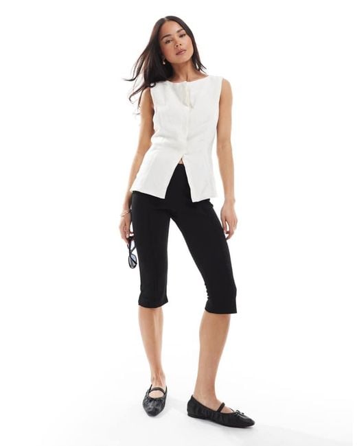 ASOS White Linen Blend Slash Neck Waistcoat