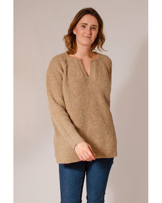 SELECTED Natural Round Notch Neck Wool Blend Jumper