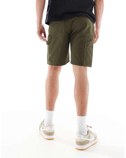 Another Influence Green Relaxed Fit Carpentar Shorts for men