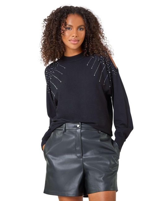 D.u.s.k Blue Sparkle Cold Shoulder Jumper