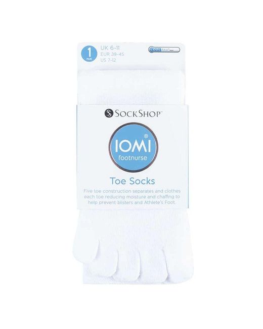 IOMI White Ladies Lightweight Cotton Toe Socks For Athletes Foot for men