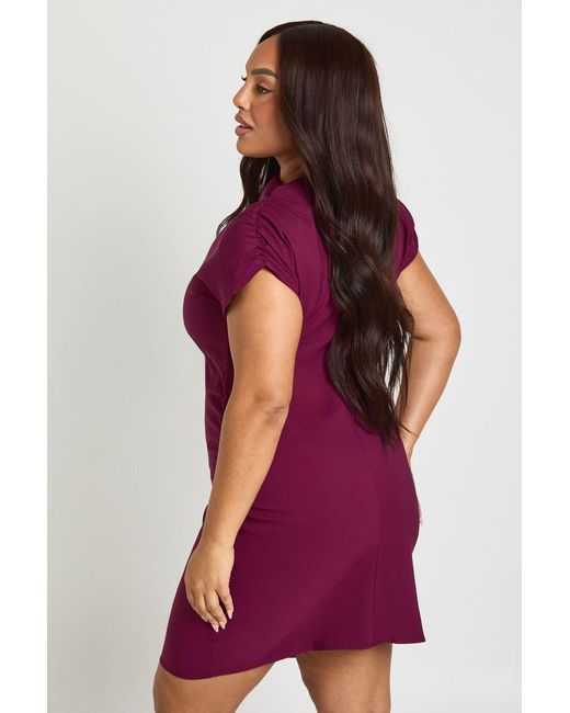 Boohoo Purple Plus Shoulder Pad Mini Dress