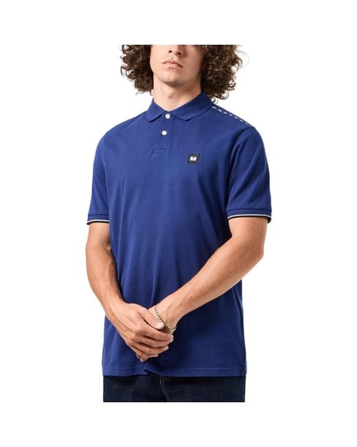 Weekend Offender Blue Sakai Polo Shirts Mid House Check Casual Golf Tee Top for men