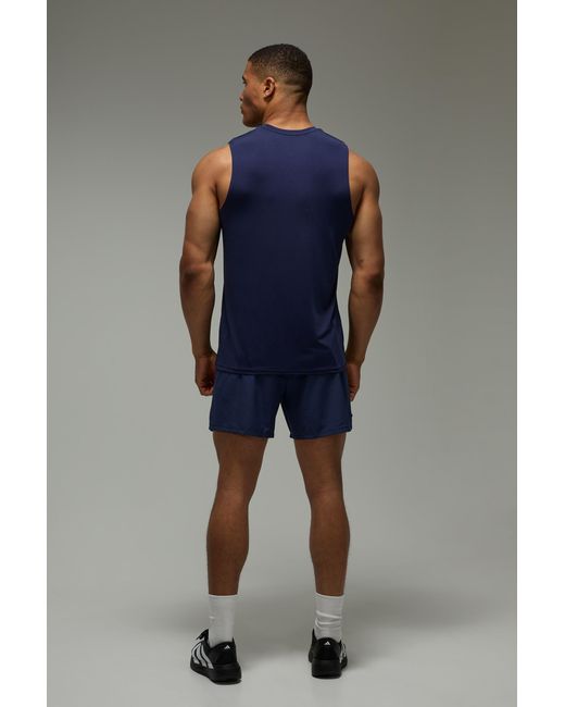 BoohooMAN Blue Active Performance Regular Fit Tank for men