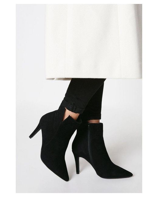 Wallis White Leather Adelaide Pointed High Heels Ankle Boot