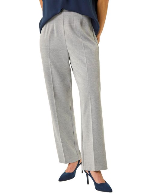 Roman Gray Petite Straight Leg Ponte Stretch Trouser