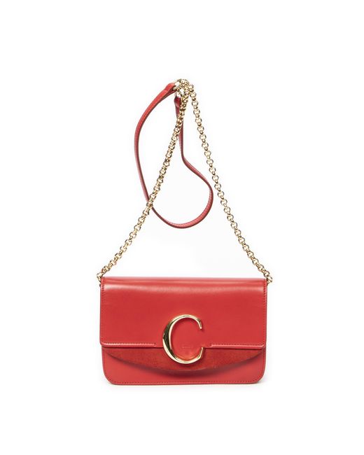 Chloé Red C Chain Clutch Shoulder Bag