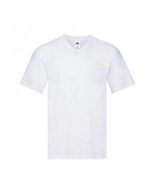Fruit Of The Loom White Original V Neck T-Shirt Cotton for men