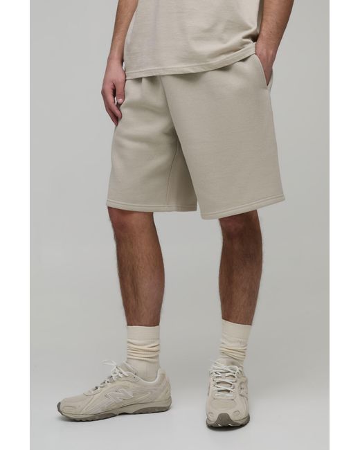 BoohooMAN Natural Basic Baggy Fit Jersey Short for men