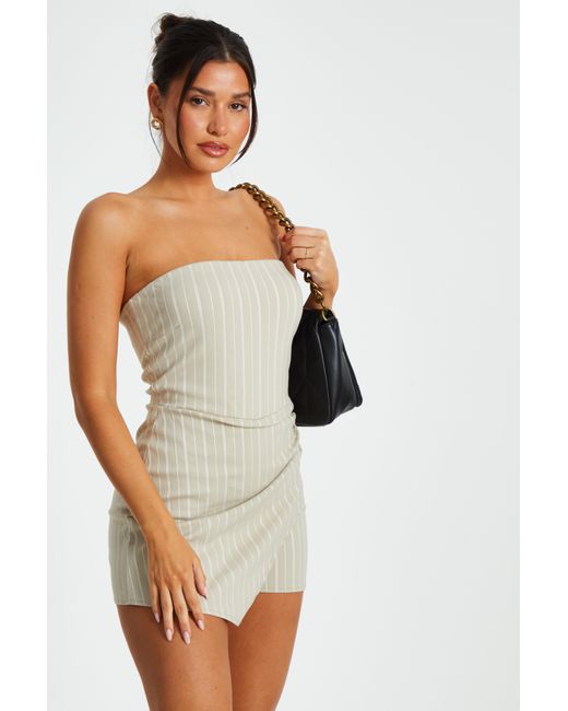 Quiz Multicolor Pinstripe Bandeau Skort Playsuit