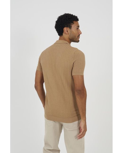 Brave Soul Natural Knitted Short Sleeve Shirt for men