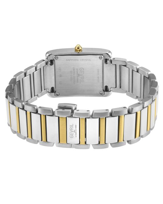 Gevril Gray Regina Swiss Diamond Watch, Mop Dial, 316L Ss 2 Sides Case, Stainless Steel Two Toned Ipyg Bracelet
