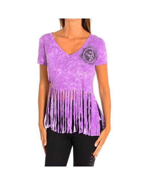 Zumba Purple Short-Sleeved V-Neck Sports T-Shirt Z1T00401
