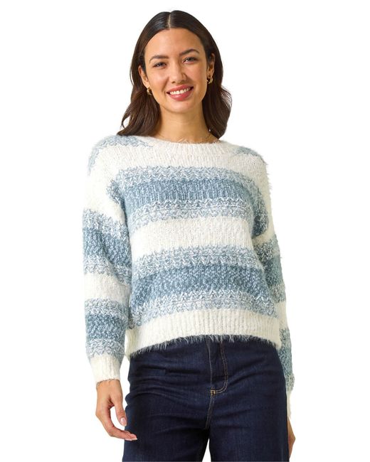 Roman Blue Contrast Shaded Stripe Jumper