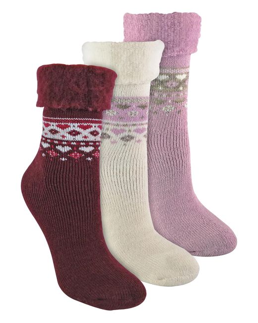 Sock Snob Red 3 Pack Ladies Wool Nordic Design Bed Socks