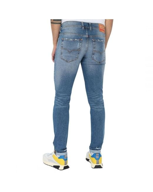 DIESEL Blue Thommer-X Faded Slim Jeans Cotton for men