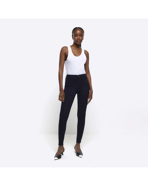 River Island White Skinny Jeans Molly Mid Rise Cotton