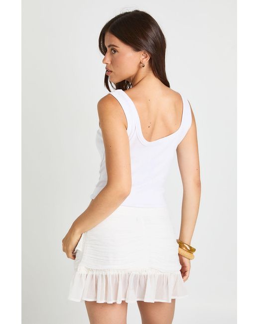 Boohoo White Ruffle Wrap Mini Skirt