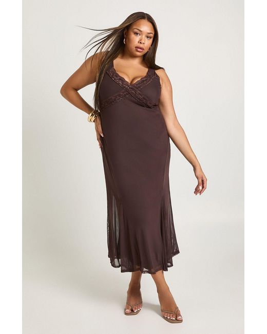 Boohoo Brown Plus Slip Dress
