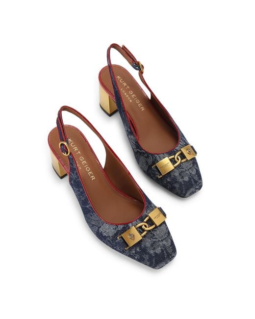 Kurt Geiger Blue Denim Kingsley Block Sling Heels