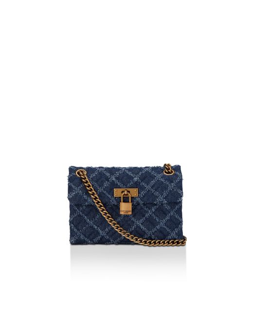 Kurt Geiger Blue Denim Kgl Mini Brixton Lock Bag