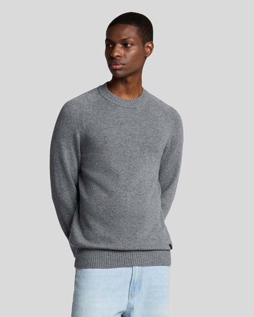 Lyle & Scott Gray Crew Neck Knit Jumper for men