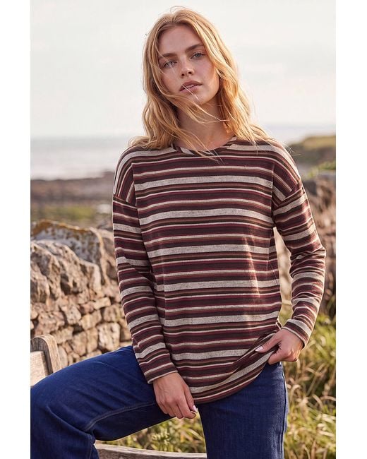 Roman Blue Stripe Print Snit Top