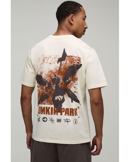 BoohooMAN Gray Oversized Linkin Park License Print T-Shirt for men