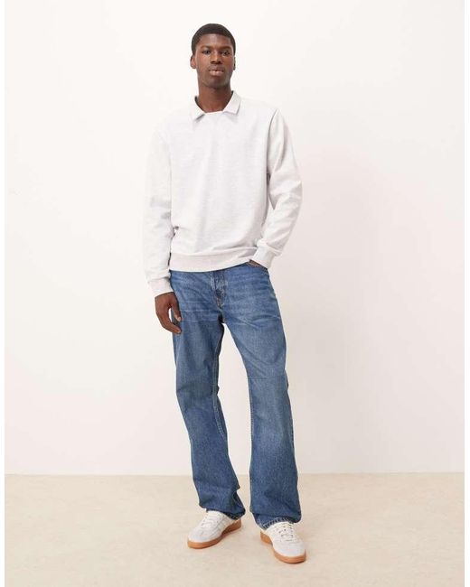 ASOS White Sweatshirt With Ribbed Collar for men