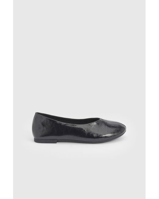Faith White Bonnie Faux Patent Leather Seam Detail Ballet Pumps