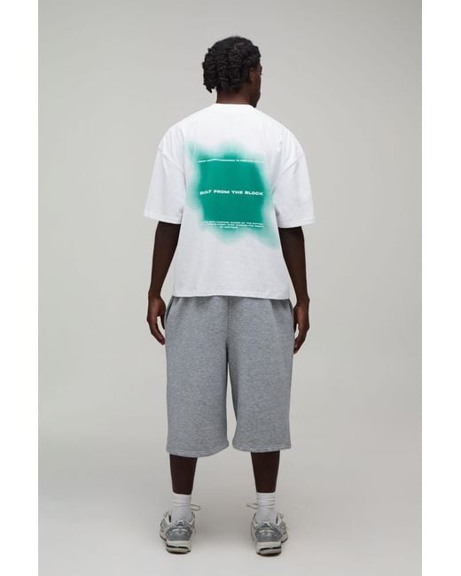 BoohooMAN Green Oversized Boxy Spray Graphic T-Shirt for men