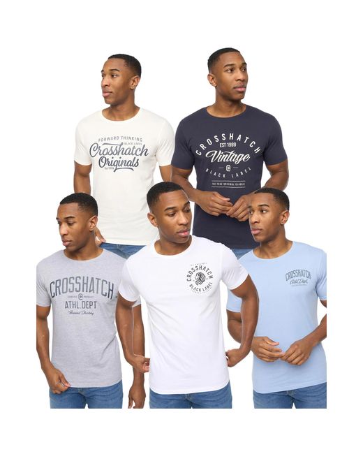 Crosshatch Blue Collegetheme Assorted Designs T-Shirt (Pack Of 5) (Multicoloured) for men