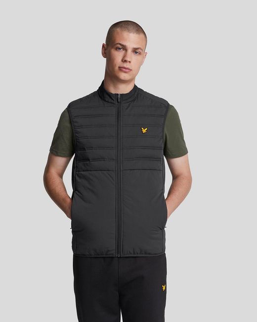 Lyle & Scott Gray Sports Hybrid Double Baffle Gilet for men