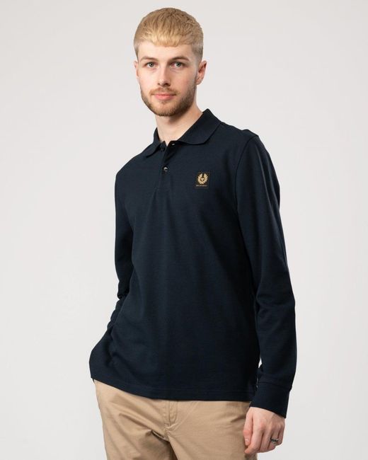 Belstaff Blue Long Sleeved Essentials Polo for men