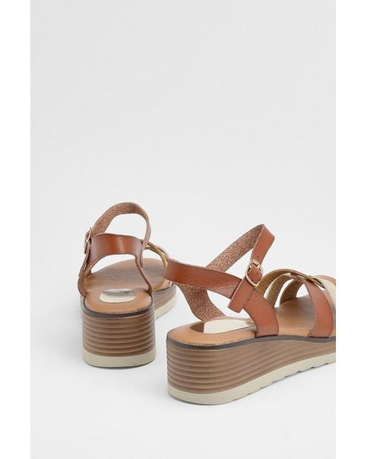 Good for the Sole Natural Angela Flexisole Faux Leather Platform Wedge Sandals