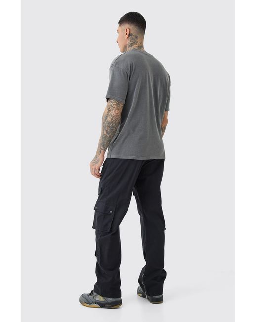 BoohooMAN Blue Tall Relaxed Fit Twill Cargo Pants for men